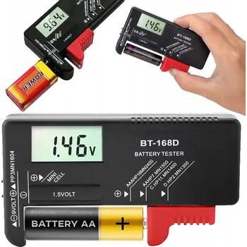 DIGITÁLNÍ MĚŘIČ BATERIÍ TESTER AKUMULÁTORŮ VOLTMETR LCD AA AAA C D 9V