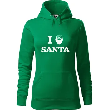 Pánská mikina Dámská mikina s kapucí a potiskem I love Santa Velikost (žena): S, Vyberte barvu: Středně zelená