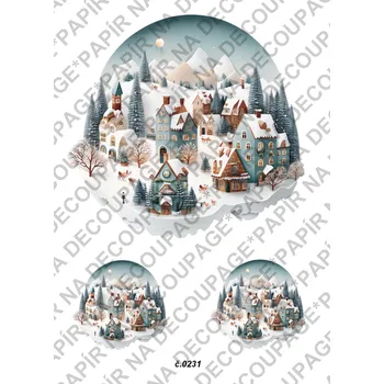 Umělecký papír Rýžový a soft papír na decoupage - Zimní krajina - KB0231 Materiál: Soft, Rozměr: A4