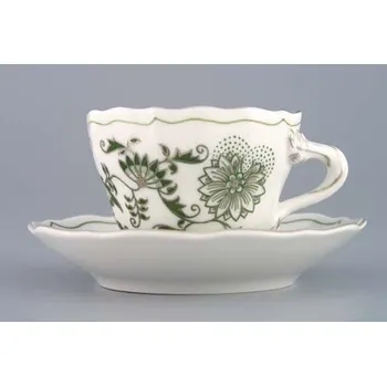Cibulák podšálek A/1 130mm Zelený+platina Hand made Originál Český porcelán Dubí