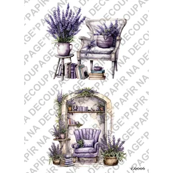 Výtvarný papír Rýžový a soft papír na decoupage - Levandule - KB06 Materiál: Rýžový papír, Rozměr: A4