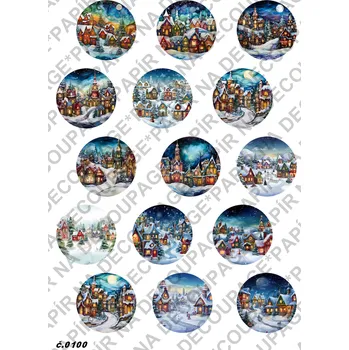 Umělecký papír Rýžový a soft papír na decoupage - Zimní krajinka - KB0100 Materiál: Rýžový papír, Rozměr: A4