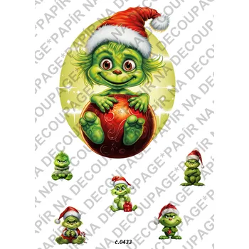 Umělecký papír Rýžový a soft papír na decoupage - Grinch - KB0433 Materiál: Soft, Rozměr: A4