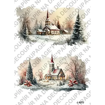 Umělecký papír Rýžový a soft papír na decoupage - Zimní krajina - KB0273 Materiál: Soft, Rozměr: A4