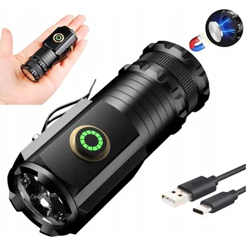 Svítilna VÍCEÚČELOVÁ SVÍTILNA VÝKONNÁ TAKTICKÁ KAPESNÍ S KLIPEM USB 5000LM LED