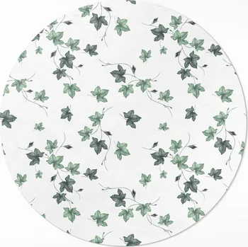 Koberec Kulatý Koberec Loftový Vinylový Rozměr ⌀ 80 cm Malé lístky s rostlinnými motivy