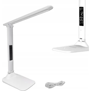 Lampička LED STOLNÍ LAMPA SKLÁDACÍ 3ÚROVŇOVÁ TEPLOMĚR HODINY USB