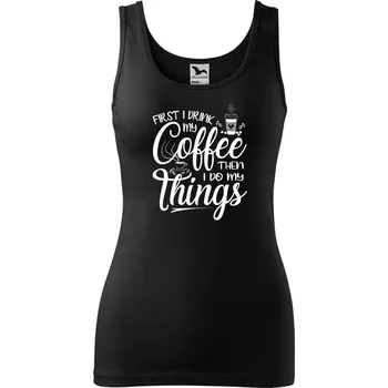 Dámské tílko s potiskem Coffee Velikost: 2XL, Barva: Černá