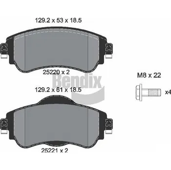 Brzdová destička Sada brzdových destiček, kotoučová brzda BENDIX Braking BPD1189