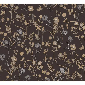 Tapeta Masureel Vliesová tapeta na zeď, černá, květiny, ZON105, Amazone, Masureel, velikost 10,05 x 0,7 m