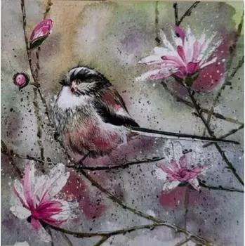 Přání v obálce Long Tailed Tit, Ptáčci od ALEX CLARK 14*14 cm (Blahopřání ptáčci, ptáček, )