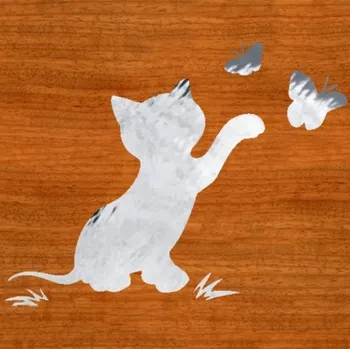 Samolepicí dekorace na vozidlo Kotě a motýli – samolepka z fólie