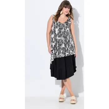 Dámské šaty Ulla Popken, Plus size Žerzejové šaty, slunce, výstřih do V, bez rukávů, biobavlna pro plnoštíhlé nadměrná velikost, 837484100-1128, černý, 42/44, Nadměrné velikosti, Plus size oblečení, Oblečení pro boubelky, Oblečení pro baculky, Oblečení pro plnoštíhlé