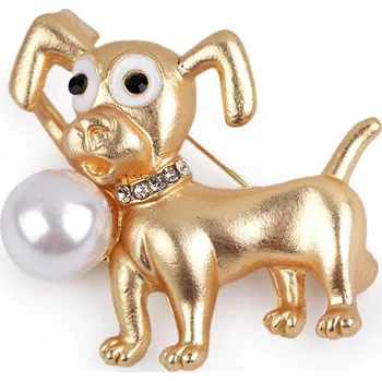 Brož Brož s broušenými kamínky pes, barva 2 zlatá sv.