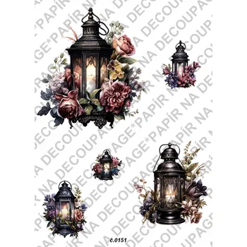 Umělecký papír Rýžový a soft papír na decoupage - Lucerny vintage - KB0151 Materiál: Soft, Rozměr: A4