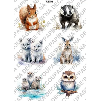 Umělecký papír Rýžový a soft papír na decoupage - Zvířata - KB0288 Materiál: Soft, Rozměr: A4