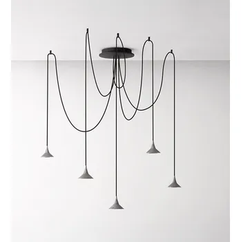 Svítidlo Artemide Unterlinden, hliníkové svítidlo pavouk s texturou dřeva, 5x6,8W LED 2700K, Ø 11,7cm