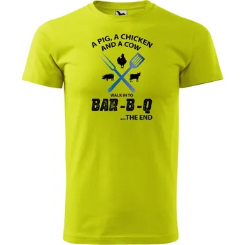 Pánské oblečení Pánské tričko s potiskem BAR-B-Q Velikost: L, Barva trička: Limetková