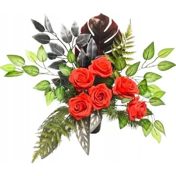 umělá květina DEKORACE umělý RŮŽE do flakonu, vázanka na pomník, hrob blízkých svátků