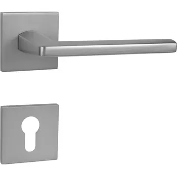 Dveřní kování Dveřní kování rozetové, hranaté, chrom broušený (pro zámkovou vložku) (Rozetová klika)