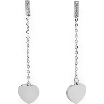 Náušnice Náušnice z nerezové oceli s broušenými kamínky - 2 stříbrná srdce