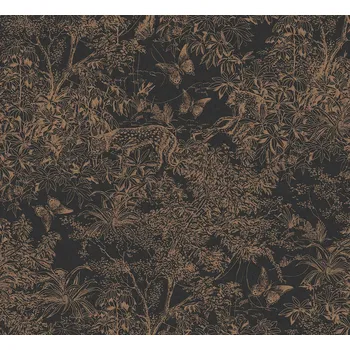 Tapeta Masureel Vliesová tapeta na zeď, černo-bronzová, leopard, příroda, ZON204, Amazone, Masureel, velikost 10,05 x 0,7 m
