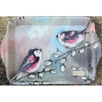 Podnos Tits 14 x 21 cm, Alex Clark (Tácek s ptáčkem, ptáčci, jaro)