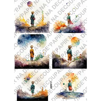 Umělecký papír Rýžový a soft papír na decoupage - Malý princ - KB0260 Materiál: Soft, Rozměr: A4