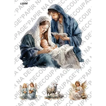 Umělecký papír Rýžový a soft papír na decoupage - Vánoční motiv - KB0300 Materiál: Soft, Rozměr: A4