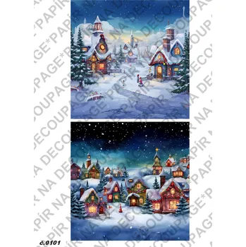 Umělecký papír Rýžový a soft papír na decoupage - Zimní krajinka - KB0101 Materiál: Soft, Rozměr: A4