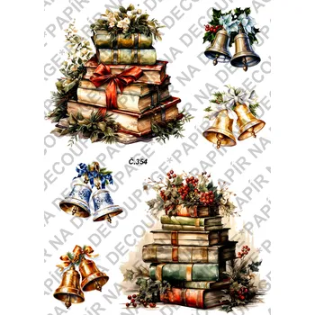 Umělecký papír Rýžový a soft papír na decoupage - Vánoce dárky - KB0354 Materiál: Soft, Rozměr: A4