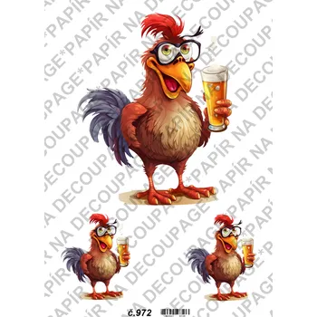 Umělecký papír Rýžový a soft papír na decoupage - Pivní kohout - KB0972 Materiál: Soft, Rozměr: A4