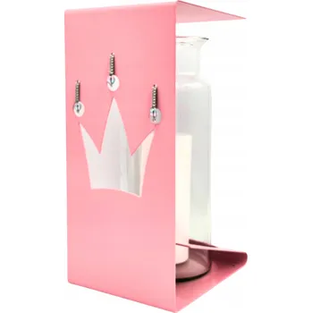 Svíčka Růžová lucerna hřbitovní svíčka pro holčičku DCERY ODOLNÁ Korunka s korálky výška 28 cm