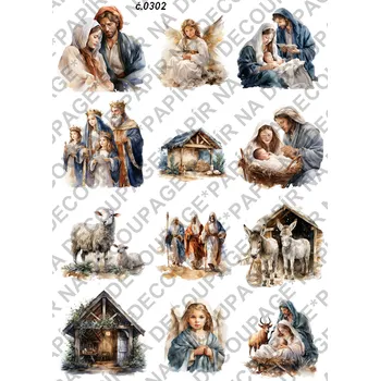 Umělecký papír Rýžový a soft papír na decoupage - Vánoční motiv - KB0302 Materiál: Soft, Rozměr: A4