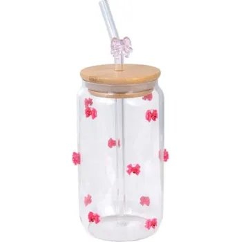 Mobilní telefon LIVEFY | Livefy sklenice s brčkem Bowy 400ml, růžový