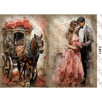 Umělecký papír Rýžový a soft papír na decoupage - Vintage - KB0611 Materiál: Soft, Rozměr: A4