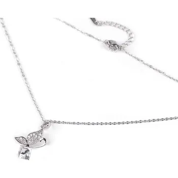 Náhrdelník Náhrdelník z nerezové oceli motýl s broušenými kamínky, barva 1 crystal