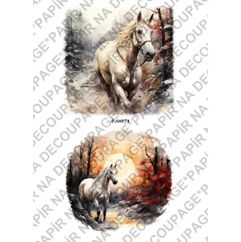 Umělecký papír Rýžový a soft papír na decoupage - Koně - KB071 Materiál: Soft, Rozměr: A4