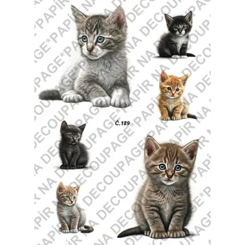 Umělecký papír Rýžový a soft papír na decoupage - Kotě - KB0189 Materiál: Soft, Rozměr: A4