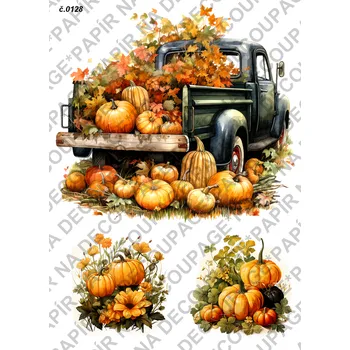 Výtvarný papír Rýžový a soft papír na decoupage - Dýně na autě - KB0128 Materiál: Rýžový papír, Rozměr: A4