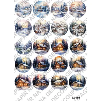 Umělecký papír Rýžový a soft papír na decoupage - Zimní krajina - KB0191 Materiál: Soft, Rozměr: A4