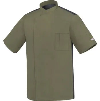 Gastro oděv EGOCHEF Kuchařský rondon EGOchef OTTAVIO (polybavlna) olivově zelená - krátký rukáv S E-2065022CS