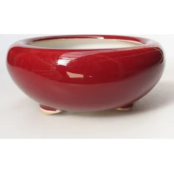 Květináč Keramická bonsai miska 10,5 x 10,5 x 4,5 cm červená