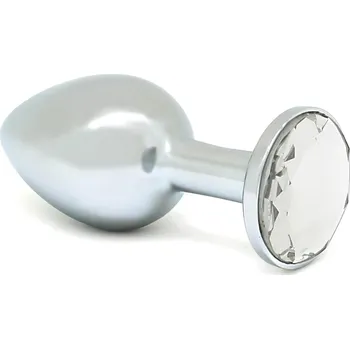 Rimba XS – průhledný kovový anální šperk (stříbrný)