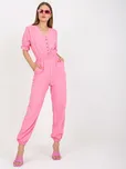 RUE PARIS Růžový dlouhý overal --pink Růžová