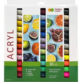 Vodová barva AKRYLOVÉ BARVY SADA 36 BAREV 12ML HAPPY COLOR HA7370012-K