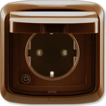 Stavebniny Zásuvka s bočními kontakty, jednonásobná, IP 44 ABB Tango 5518A-3999 H hnědá