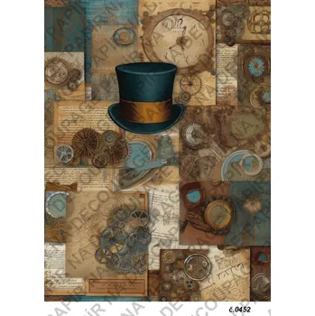 Umělecký papír Rýžový a soft papír na decoupage - Steampunk - KB0452 Materiál: Rýžový papír, Rozměr: A4