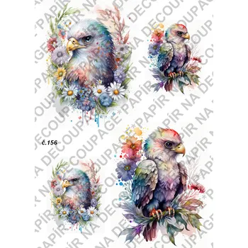 Výtvarný papír Rýžový a soft papír na decoupage - Ptáci - KB0156 Materiál: Rýžový papír, Rozměr: A4