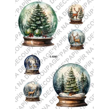 Umělecký papír Rýžový a soft papír na decoupage - Zimní krajina - KB0243 Materiál: Soft, Rozměr: A4